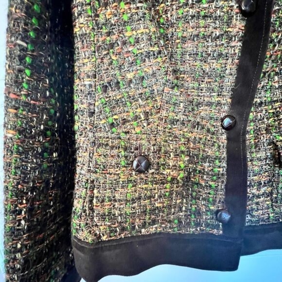 Talbots Woman's Brown Tweed Blazer Suede Trim details Jacket Size 10 Petite - Picture 4 of 11